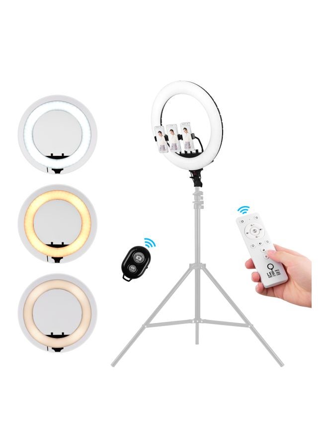 ضوء LED حلقي قابل للتعتيم أبيض/ أسود - Image 1