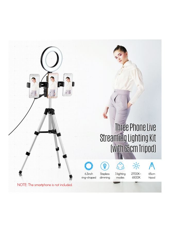 Three-Phone Live Streaming Lighting Kit White/Black - Image 2