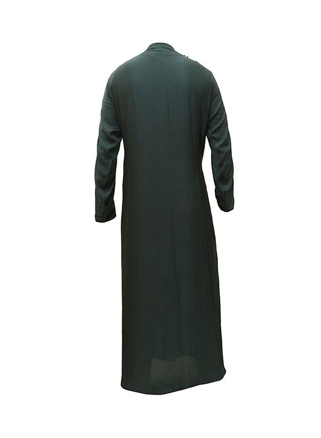 Embellished Sleeve Abaya Green  - Image 2