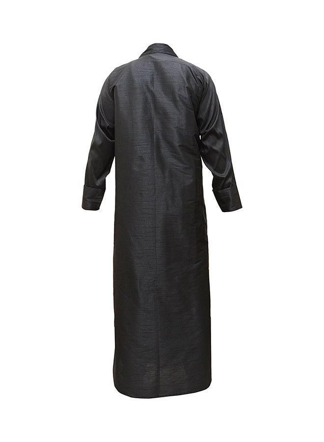 Leaf Design Abaya Black  - Image 2