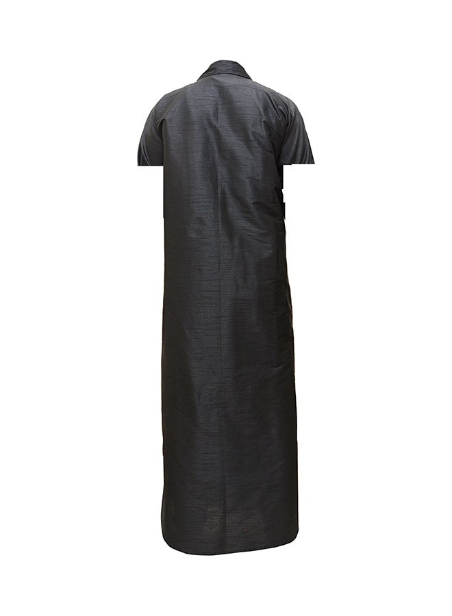 Embellished Elastic Sleeve Abaya Grey  - Image 2