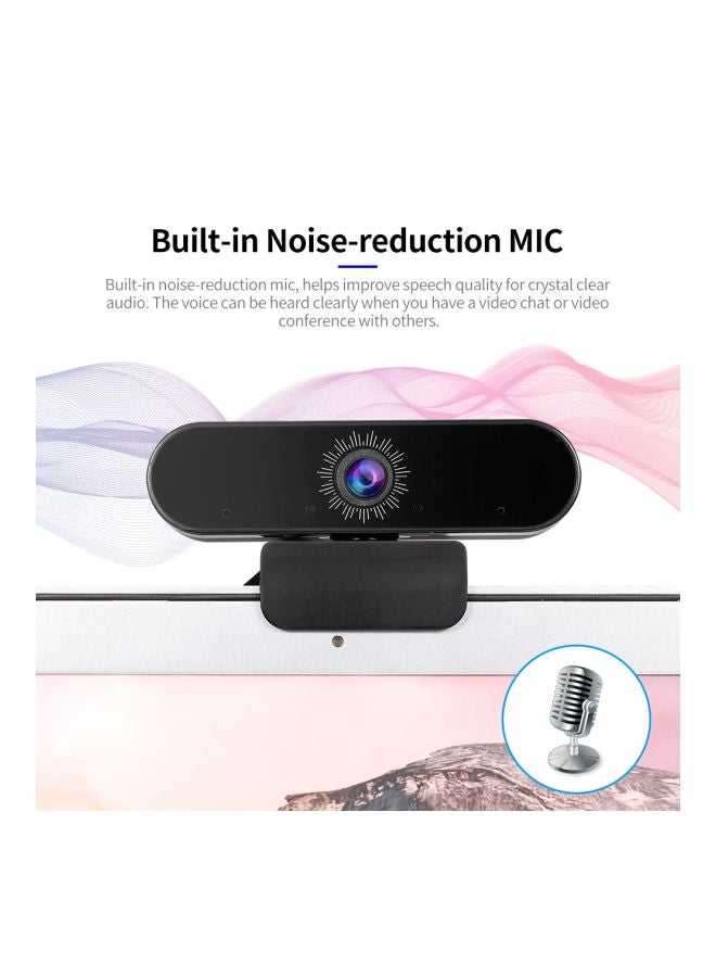 HD Webcam With Noise-Reduction Microphone Black - Image 2