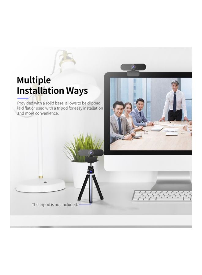 HD Webcam With Noise-Reduction Microphone Black - Image 4