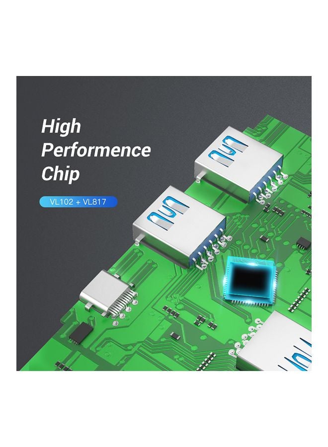 فينشن موزِّع USB من نوع سي 5 في 1 رمادي/أسود - Image 2