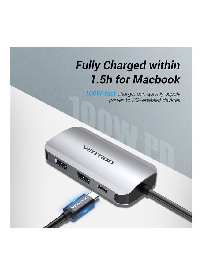 فينشن موزِّع USB من نوع سي 5 في 1 رمادي/أسود - Image 5