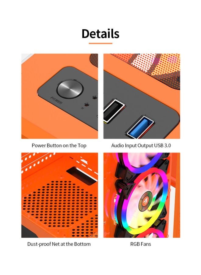 Generic - 330-9 Gaming Computer Cooling Case Host Orange - Image 1