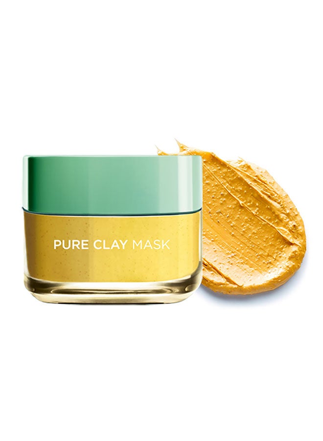 L'OREAL PARIS - Pure Clay Face Mask With Yuzu Lemon Cleanses And Evens Skin Tones Yellow 50ml - Image 1