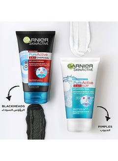 Garnier Skinactive Pure Active 3 In 1 Charcoal and Salicylic Acid Black 150ml  - Image 4