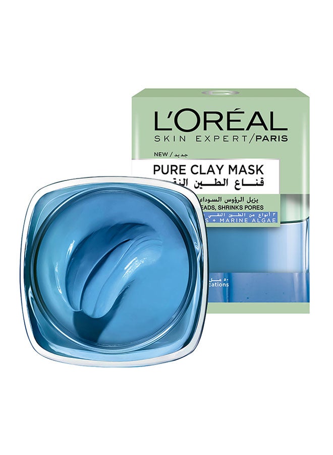 Pure Clay Mask, 3 pure clays+ Marine Algae Blue 50ml