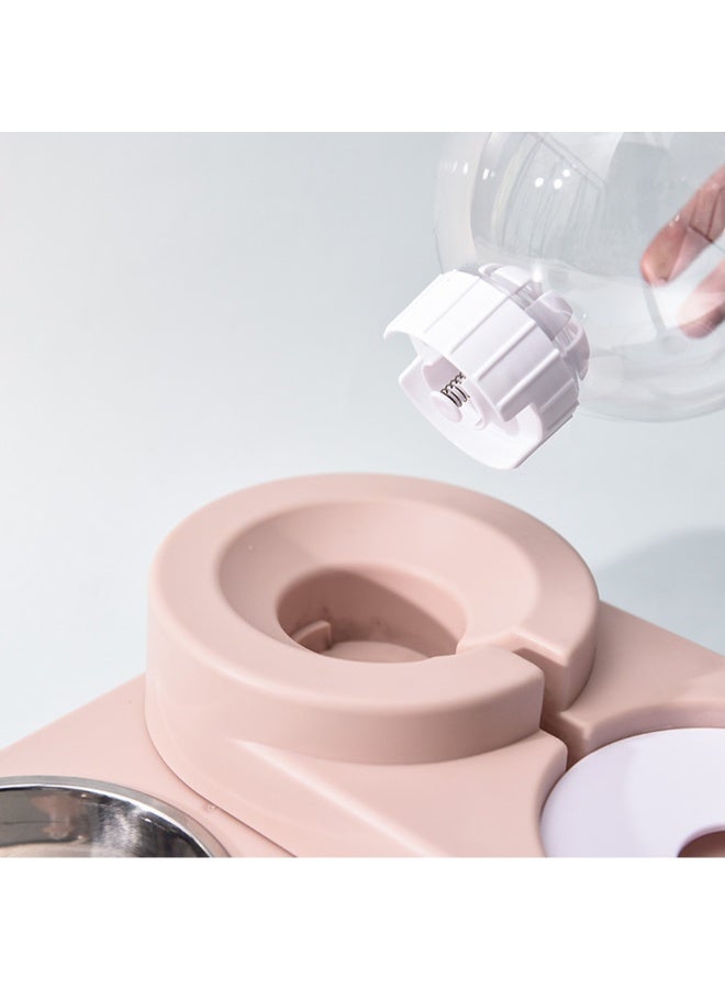 2-In-1 Bowl Set With Detachable Stainless Steel Bowl Pink 33 x 17 x 21centimeter - Image 2