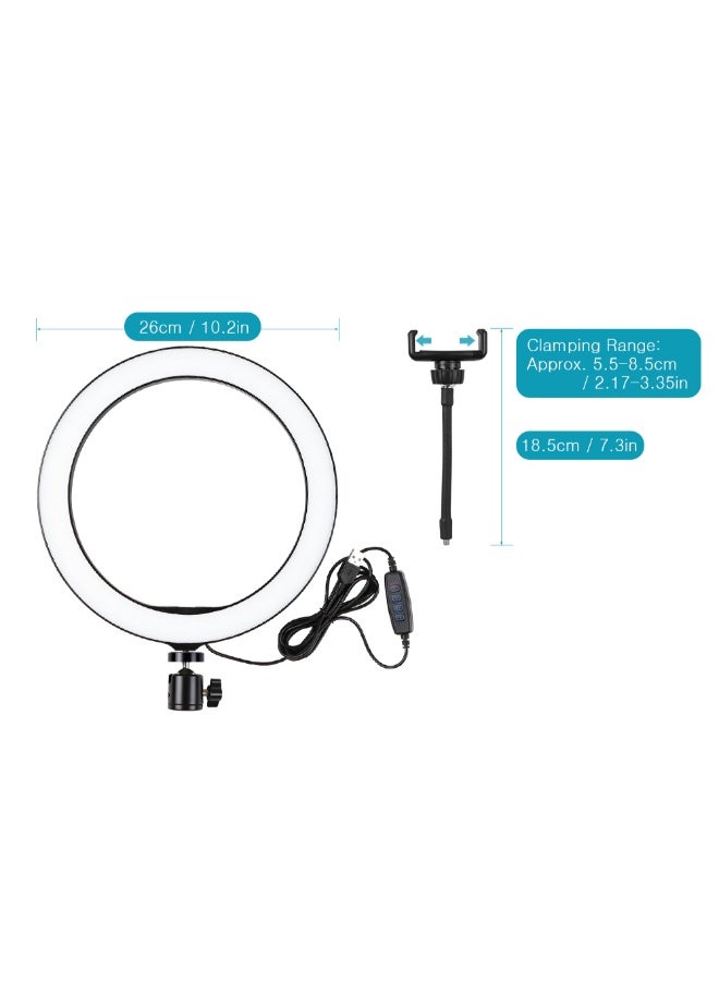 حلقة إضاءة LED للمكتب بدرجة ضوء قابلة للضبط أسود/ أبيض 10.2بوصة - Image 3