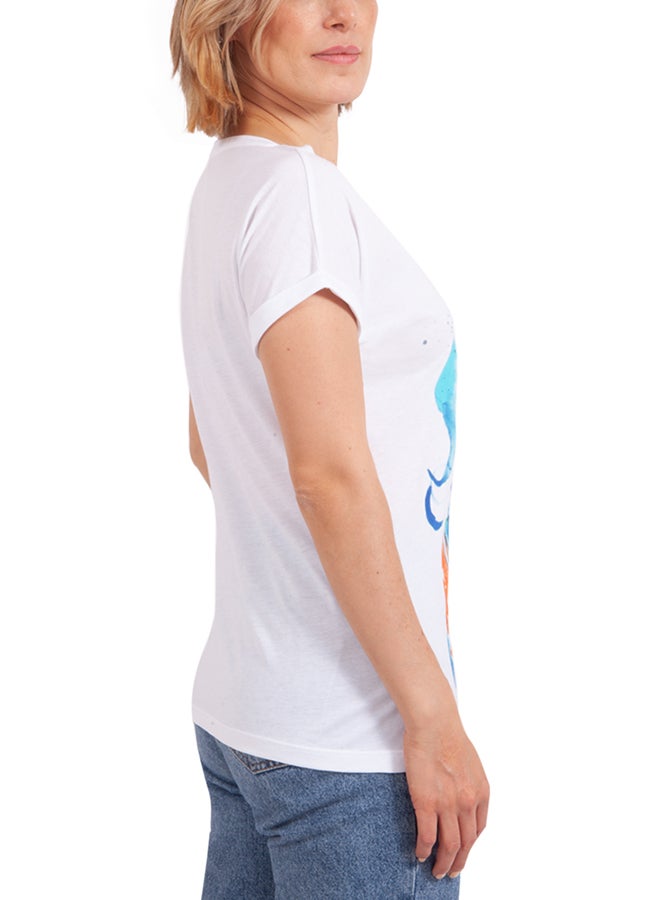 Biggdesign The Girl With Lighthouse Short Sleeve T-Shirt White/Blue/Red  - Image 5