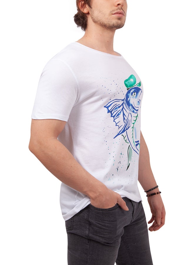 Biggdesign Anemoss Captain Fish Short Sleeve T-Shirt White/Blue  - Image 3