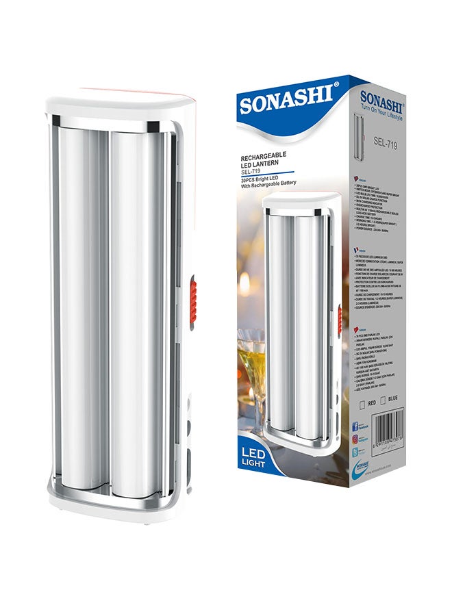 SONASHI Rechargeable Emergency Lantern  Bright LED Light with Charge Indicator and Builtin Battery  Solar Charge Function  Overcharge Protection  With Continuous Working Time 3 Hours SEL-719 Clear/Silver  - Image 5