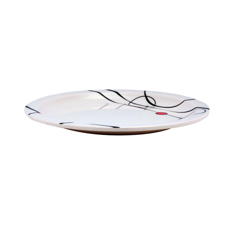 Royalford - Classic Dinner Plate White/Black/Red 10.5inch - Image 1
