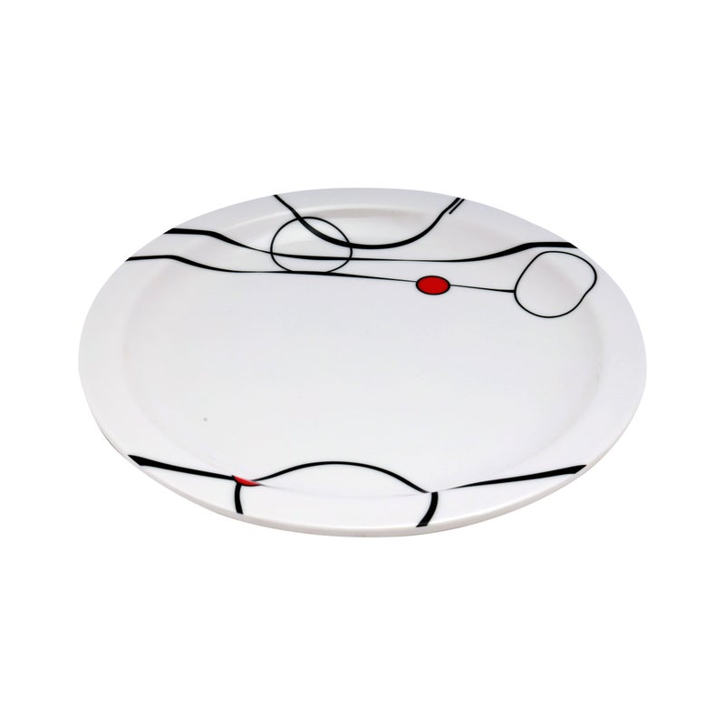Royalford - Classic Dinner Plate White/Black/Red 10.5inch - Image 1
