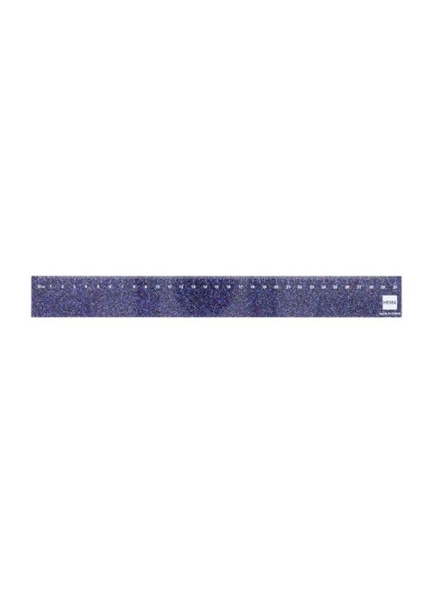 Plastic Glitter Ruler Navy
