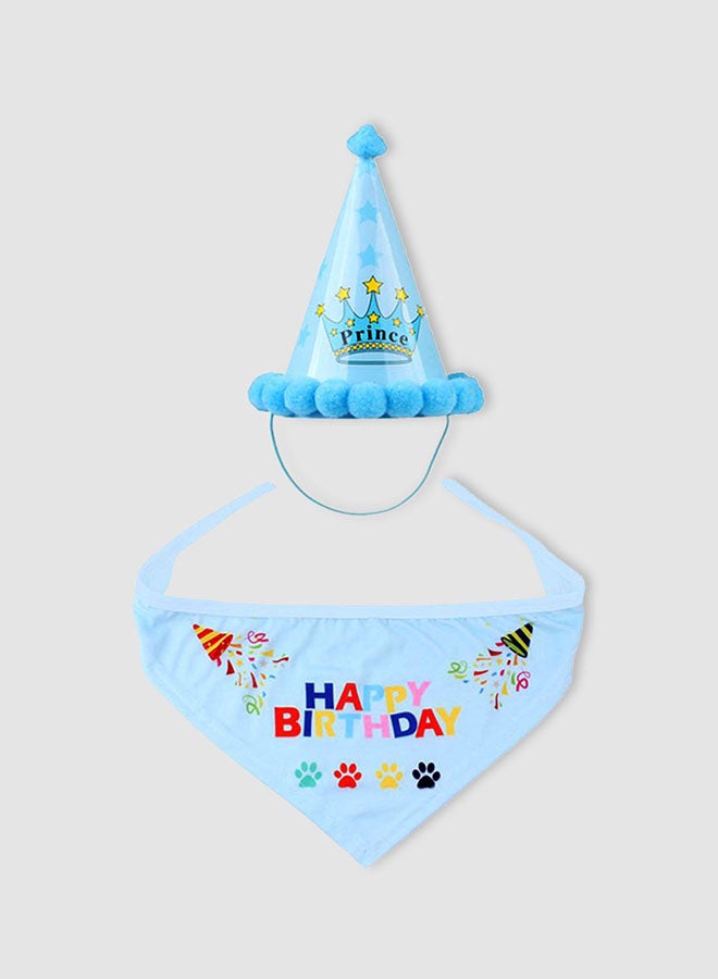 Generic Pet Birthday Bandana Triangle Scarf And Hat Doggie Party Accessories Blue - Image 1