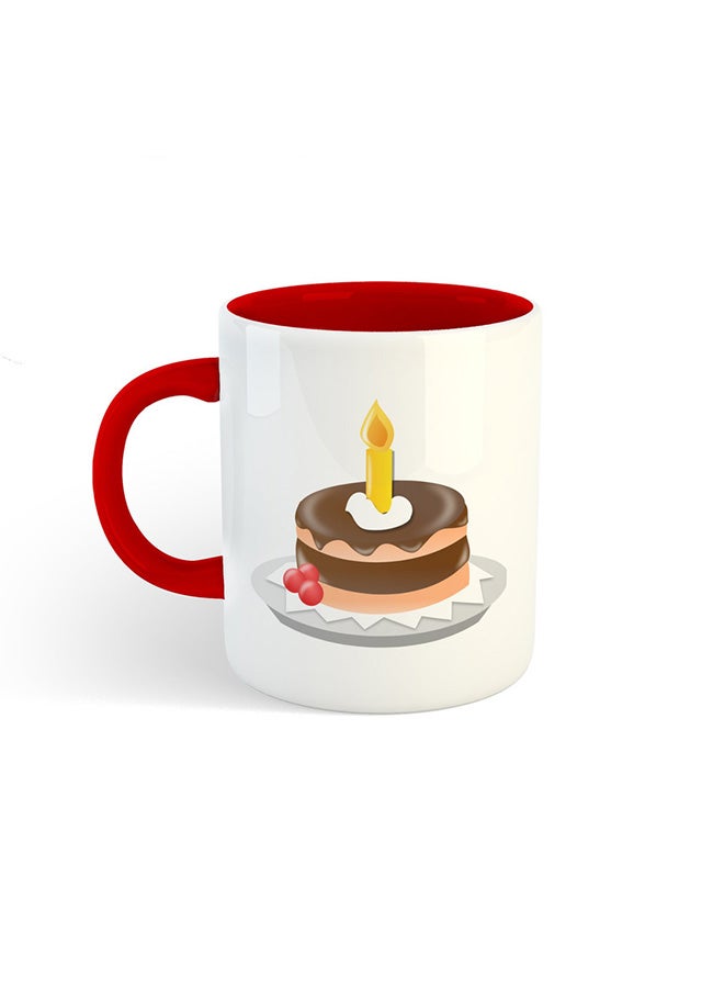 مج بطبعة كيكة عيد الميلاد أبيض/أحمر
