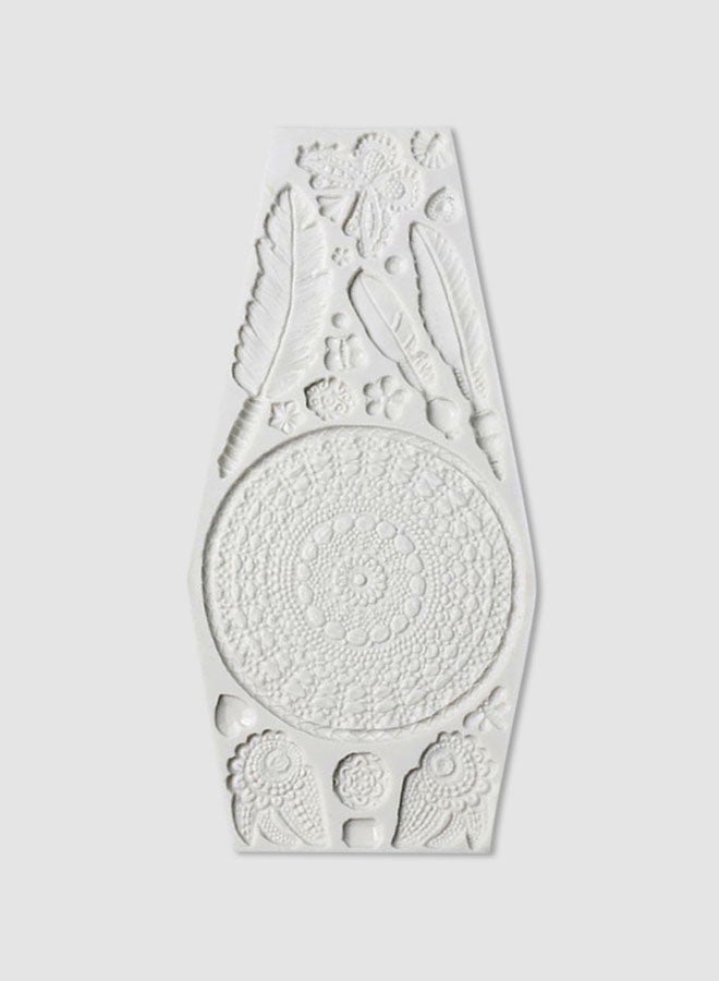 فيس مايل قالب من السيليكون لتزيين أطراف الكعك بنمط زهور الجريس وأجراس أيوليون أبيض 28سم - Image 1