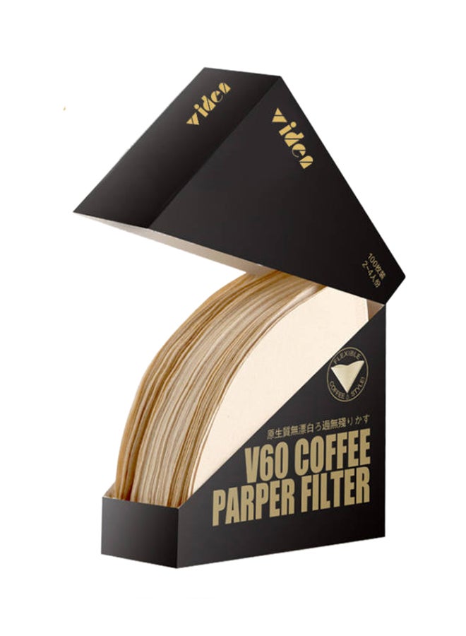 Viden 100-Piece Unbleached Disposable Coffee Filter Paper Beige 13.4x10.2centimeter  - Image 1
