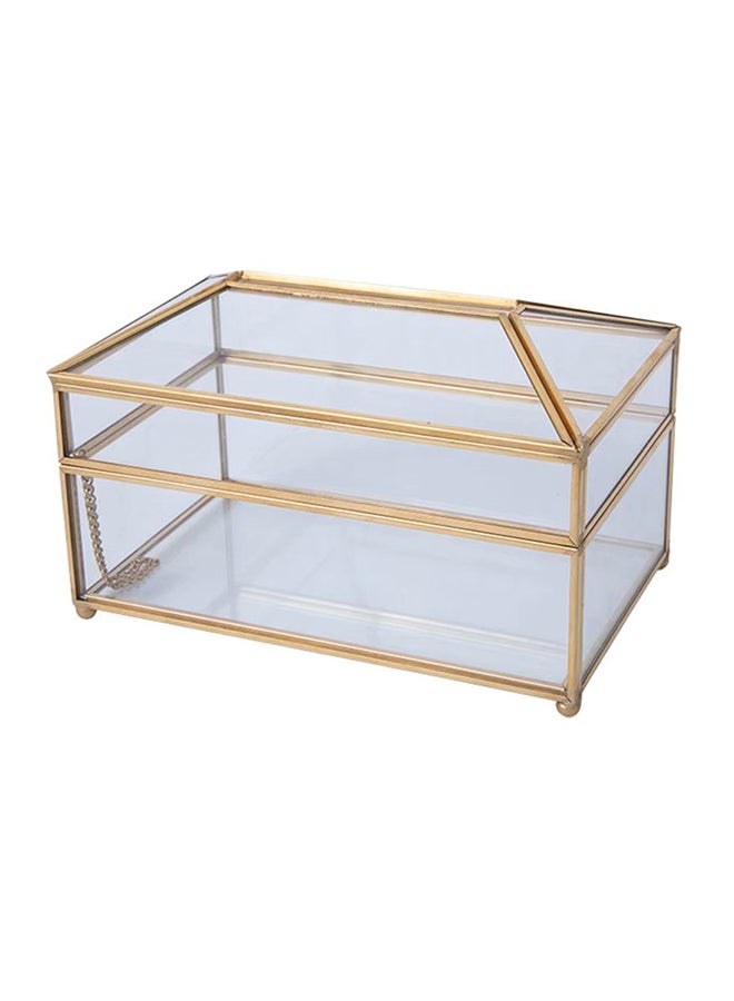 Glass Tissue Box Clear/Gold 19.5x11x12cm  - Image 1