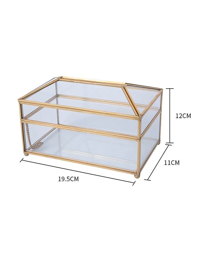 Glass Tissue Box Clear/Gold 19.5x11x12cm  - Image 2