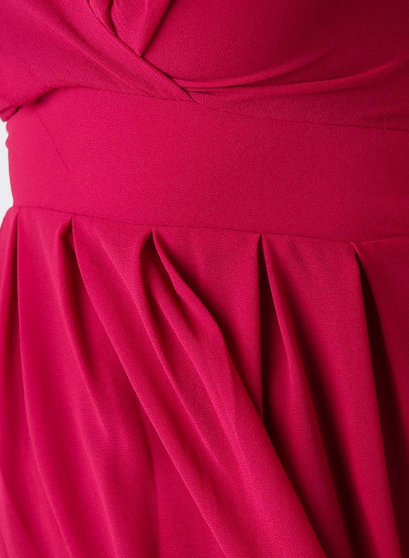 WaL G Italy - V Neck Skater Dress Burgundy - Image 1