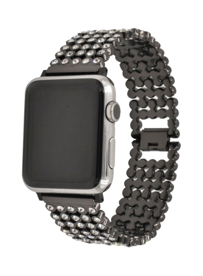 إتش كيو برو سوار بديل مرصع بالكريستال لساعة أبل مقاس 44 مم أسود/شفاف - Image 1