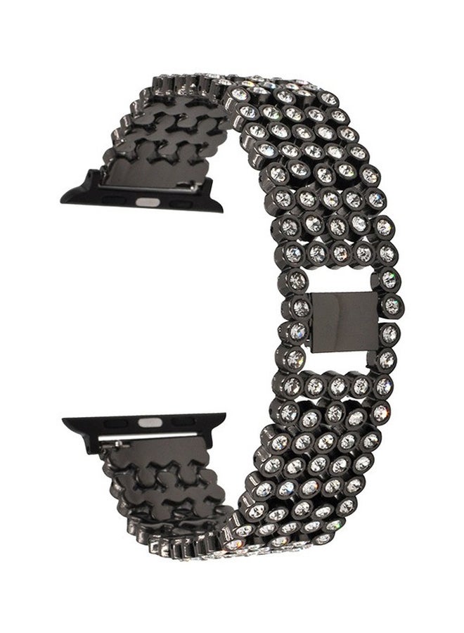 إتش كيو برو سوار بديل مرصع بالكريستال لساعة أبل مقاس 44 مم أسود/شفاف - Image 2