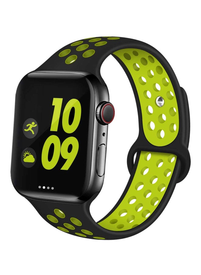 HQPro - Sport Soft Silicone Replacement Strap For Apple Watch 44mm Black/Volt - Image 1