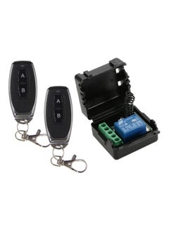 2-Piece RF Transmitter Remote Control With Wireless Remote Control Switch Module Black