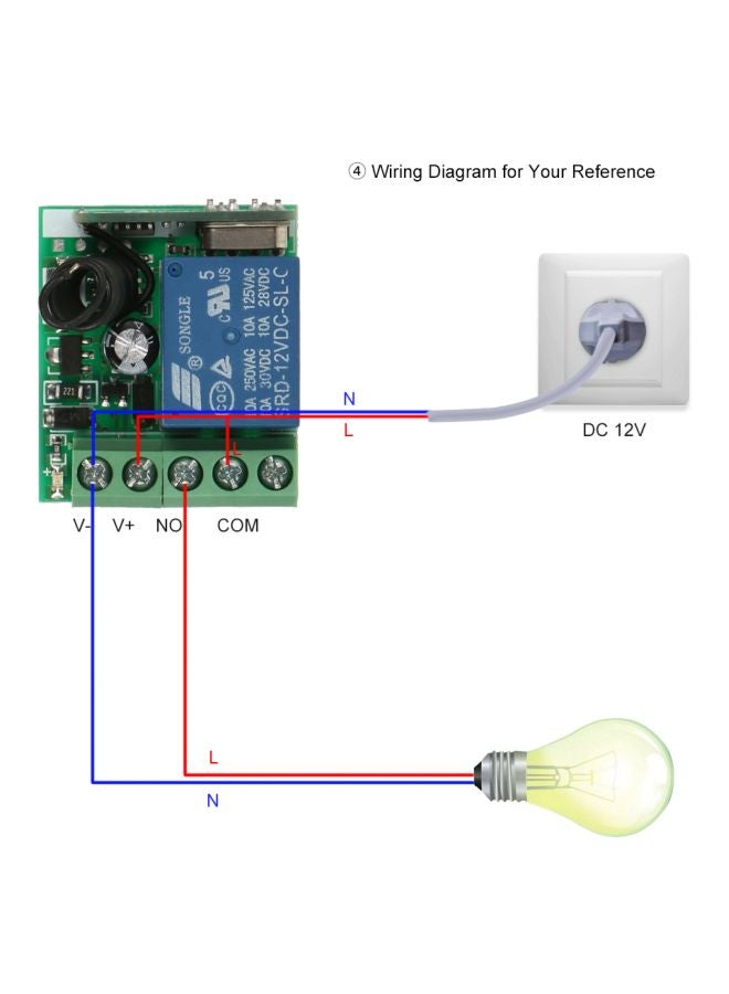 Generic - 2-Piece RF Transmitter Remote Control With Wireless Remote Control Switch Module Black - Image 1