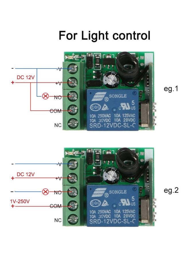 Generic - 2-Piece RF Transmitter Remote Control With Wireless Remote Control Switch Module Black - Image 1