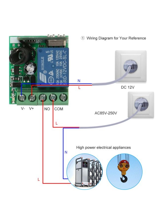 Wireless Remote Control Switch Module With RF Transmitter Remote Control Black - Image 5