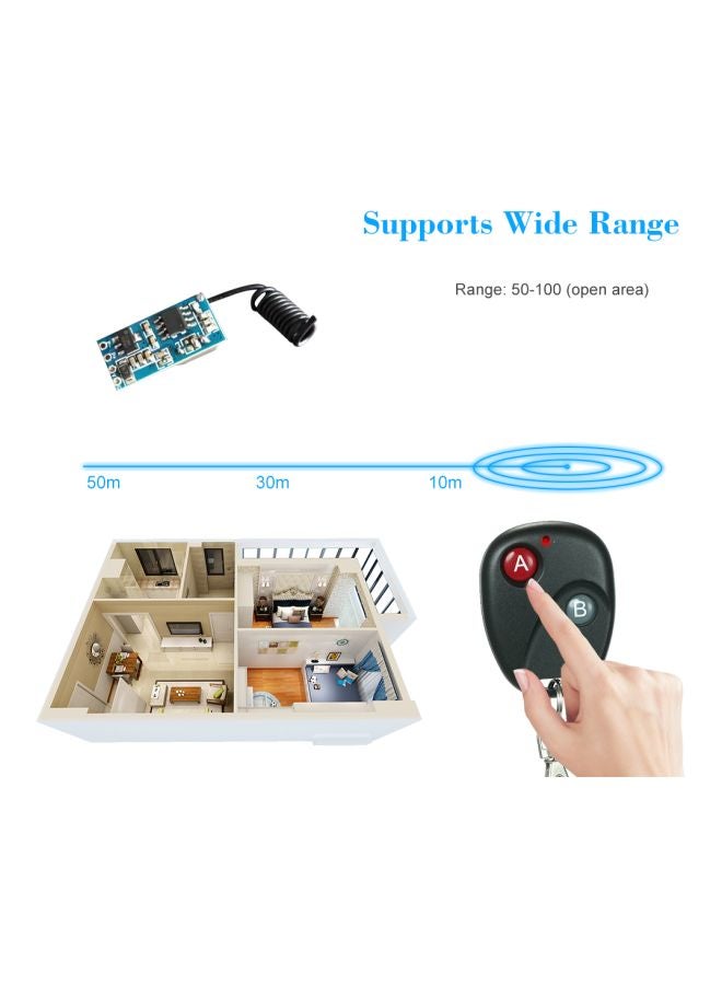 Generic 2-Piece Rf Wireless Remote Control And Switch Set Black/Silver/Blue  - Image 2