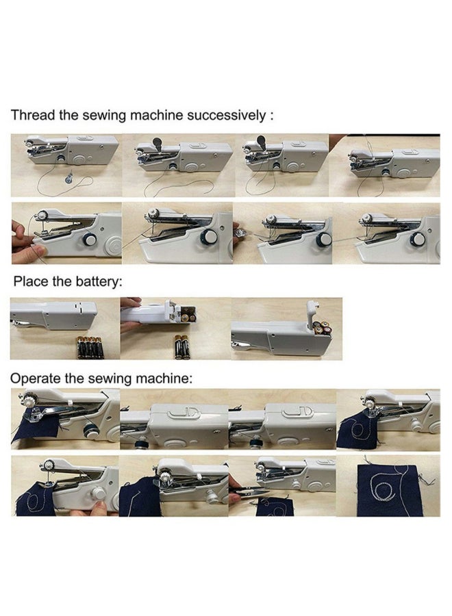Portable And Cordless Mini Handheld Sewing Machine White 25cm  - Image 3