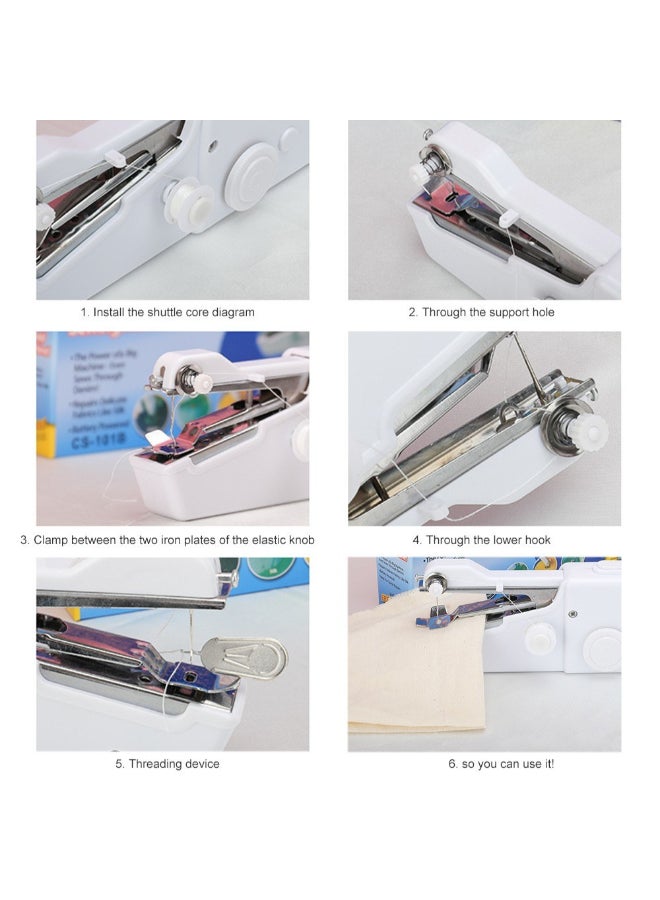 Portable And Cordless Mini Handheld Sewing Machine White 25cm  - Image 5