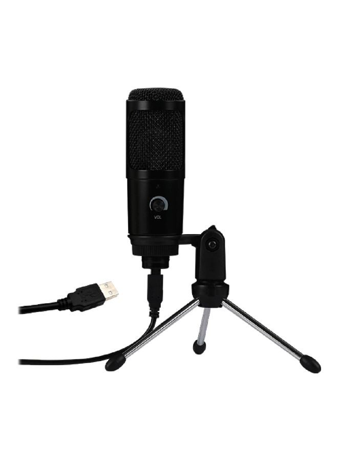 USB Condenser Microphone With Clip Stand And Tripod V7619 Black  - Image 1