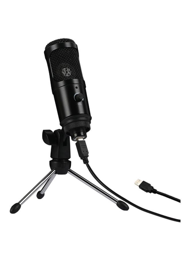 USB Condenser Microphone With Clip Stand And Tripod V7619 Black  - Image 4