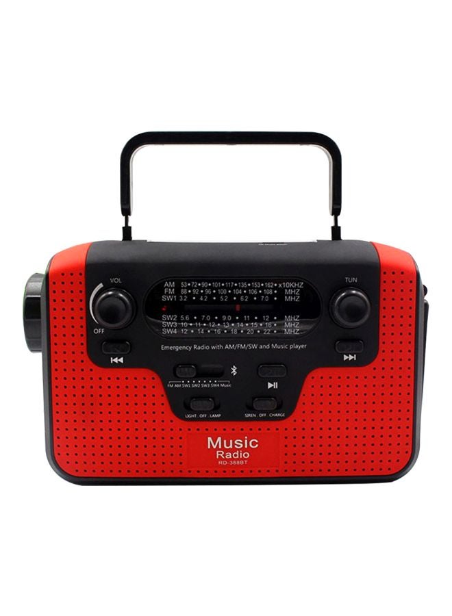 Multifunctional Solar Powered FM Radio With LED Flashlight V6932R Red/Black - Image 1