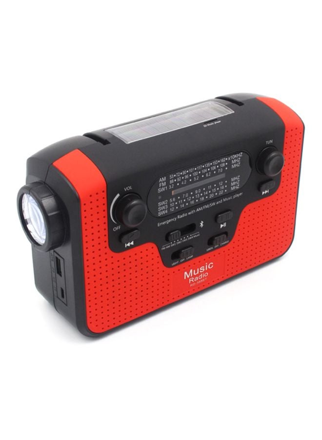 Multifunctional Solar Powered FM Radio With LED Flashlight V6932R Red/Black - Image 2