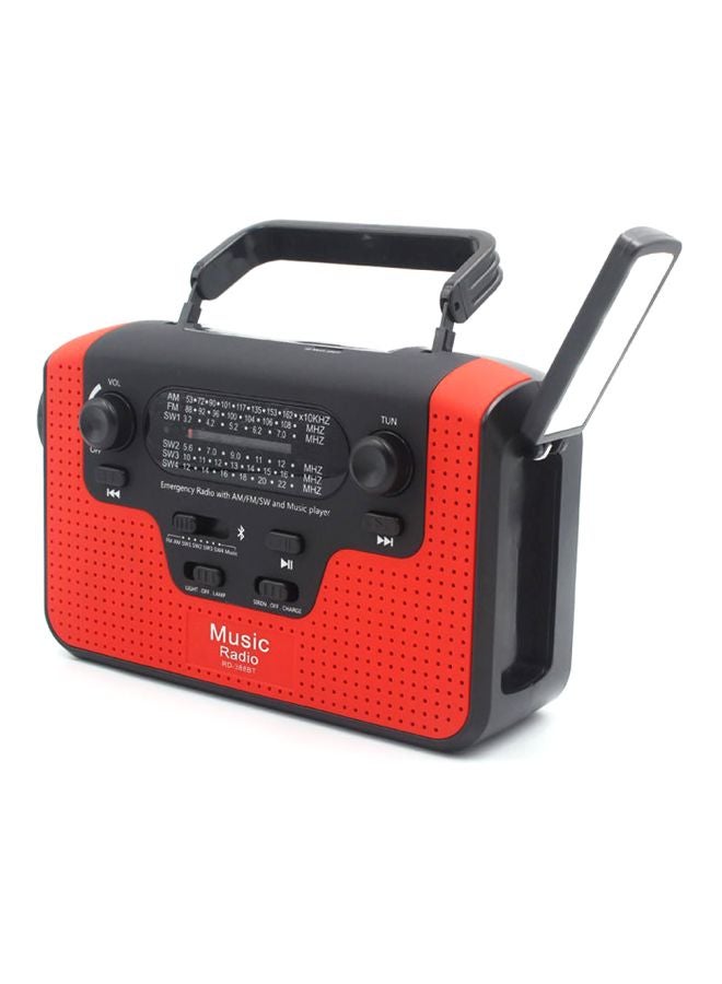 Multifunctional Solar Powered FM Radio With LED Flashlight V6932R Red/Black - Image 3