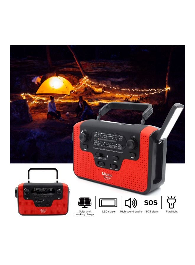 Multifunctional Solar Powered FM Radio With LED Flashlight V6932R Red/Black - Image 4