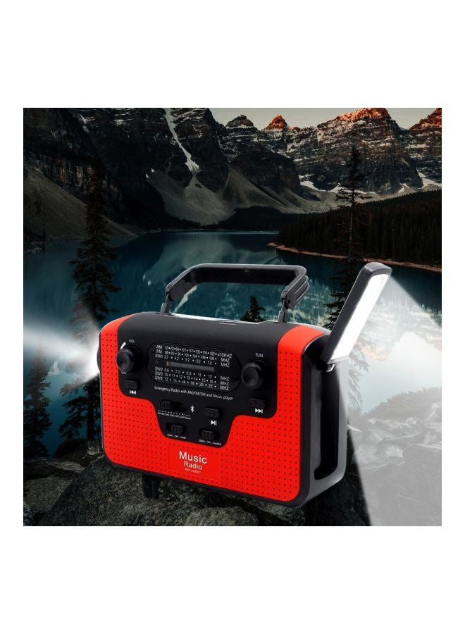Multifunctional Solar Powered FM Radio With LED Flashlight V6932R Red/Black - Image 5