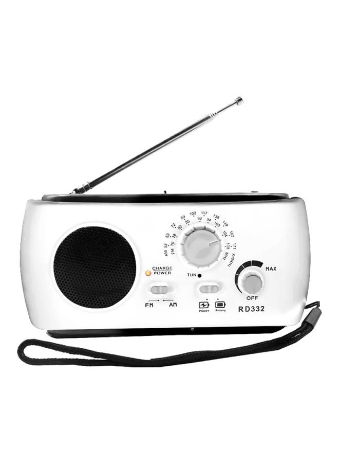 Multifunctional Solar Powered FM Radio With LED Flashlight V6930W White/Black  - Image 1