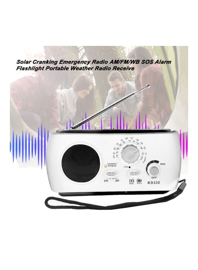 Multifunctional Solar Powered FM Radio With LED Flashlight V6930W White/Black  - Image 4