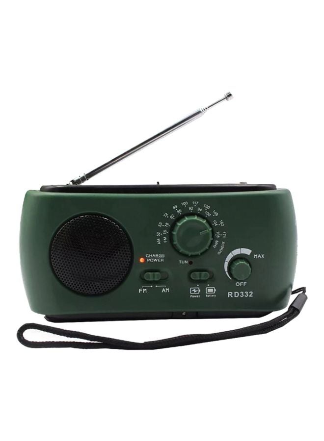 Multifunctional Solar Powered FM Radio With LED Flashlight V6930G Green/Black - Image 1