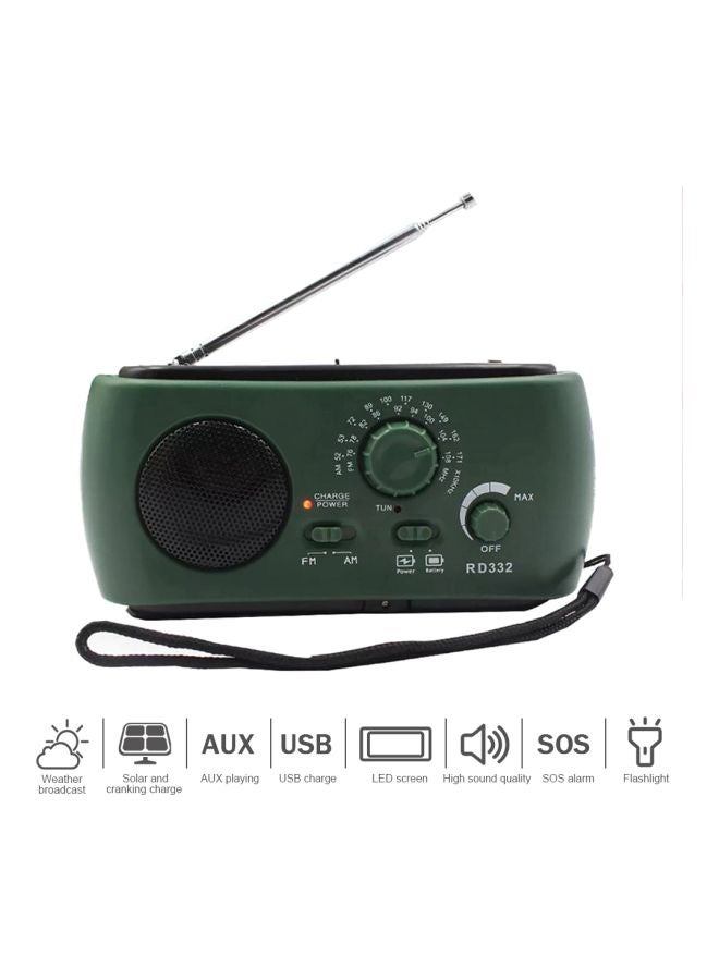 Multifunctional Solar Powered FM Radio With LED Flashlight V6930G Green/Black - Image 3
