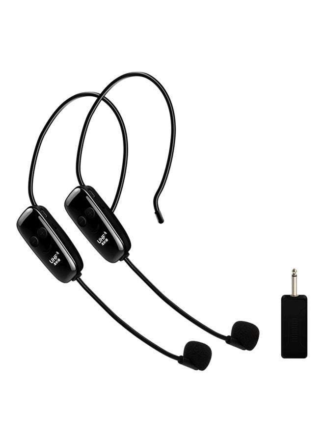 طقم ميكروفون لاسلكي UHF يثبت على الرأس مع جهاز استقبال مكون من قطعتين V7560 أسود - Image 1
